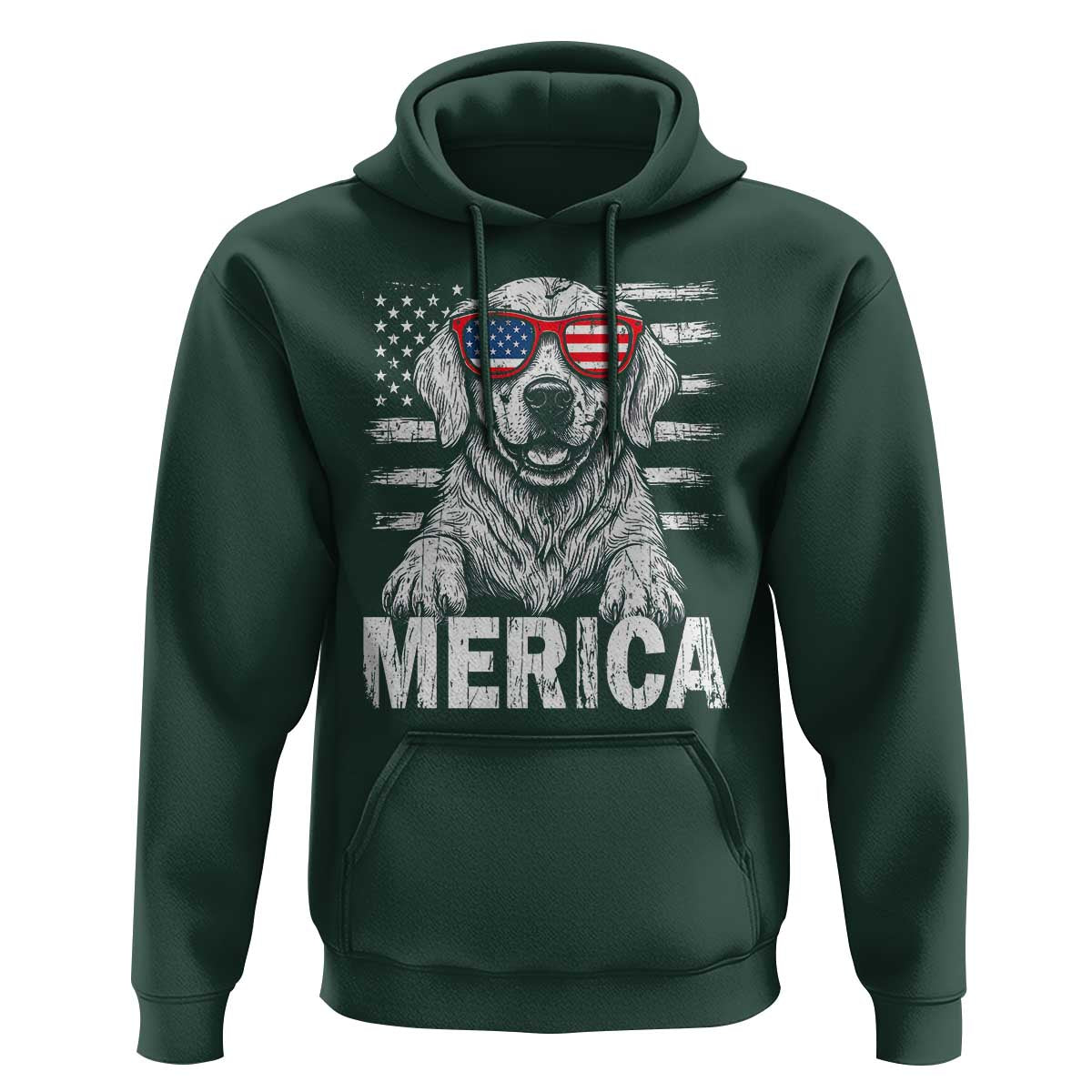 Merica Golden Retriever Hoodie Patriotic Dog US Flag 4th Of July - Wonder Print Shop