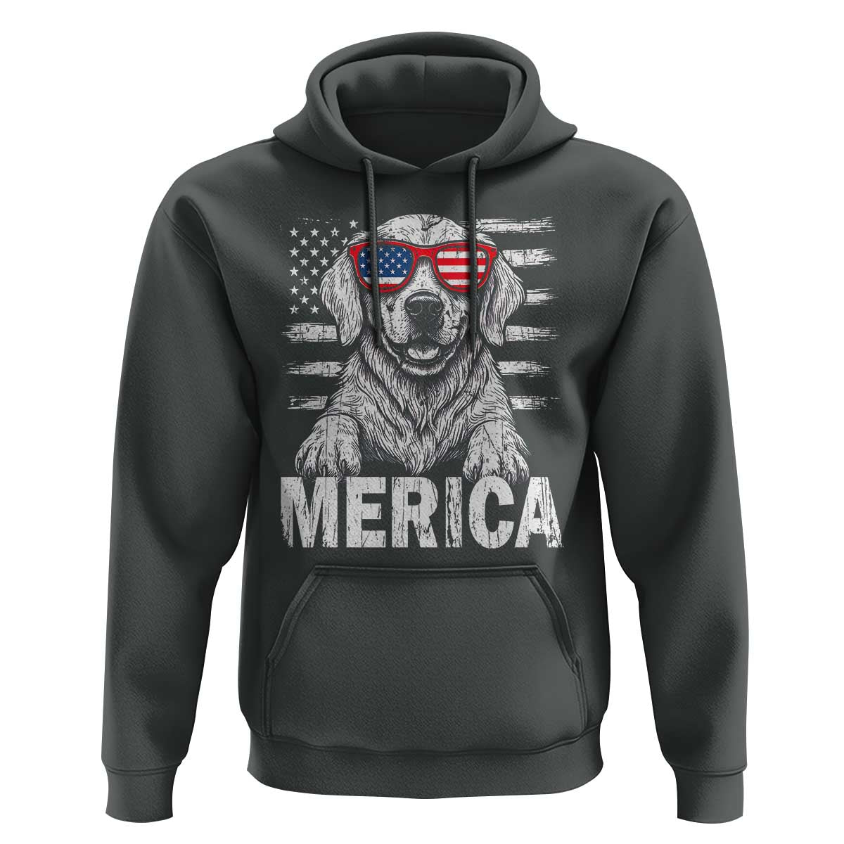Merica Golden Retriever Hoodie Patriotic Dog US Flag 4th Of July - Wonder Print Shop