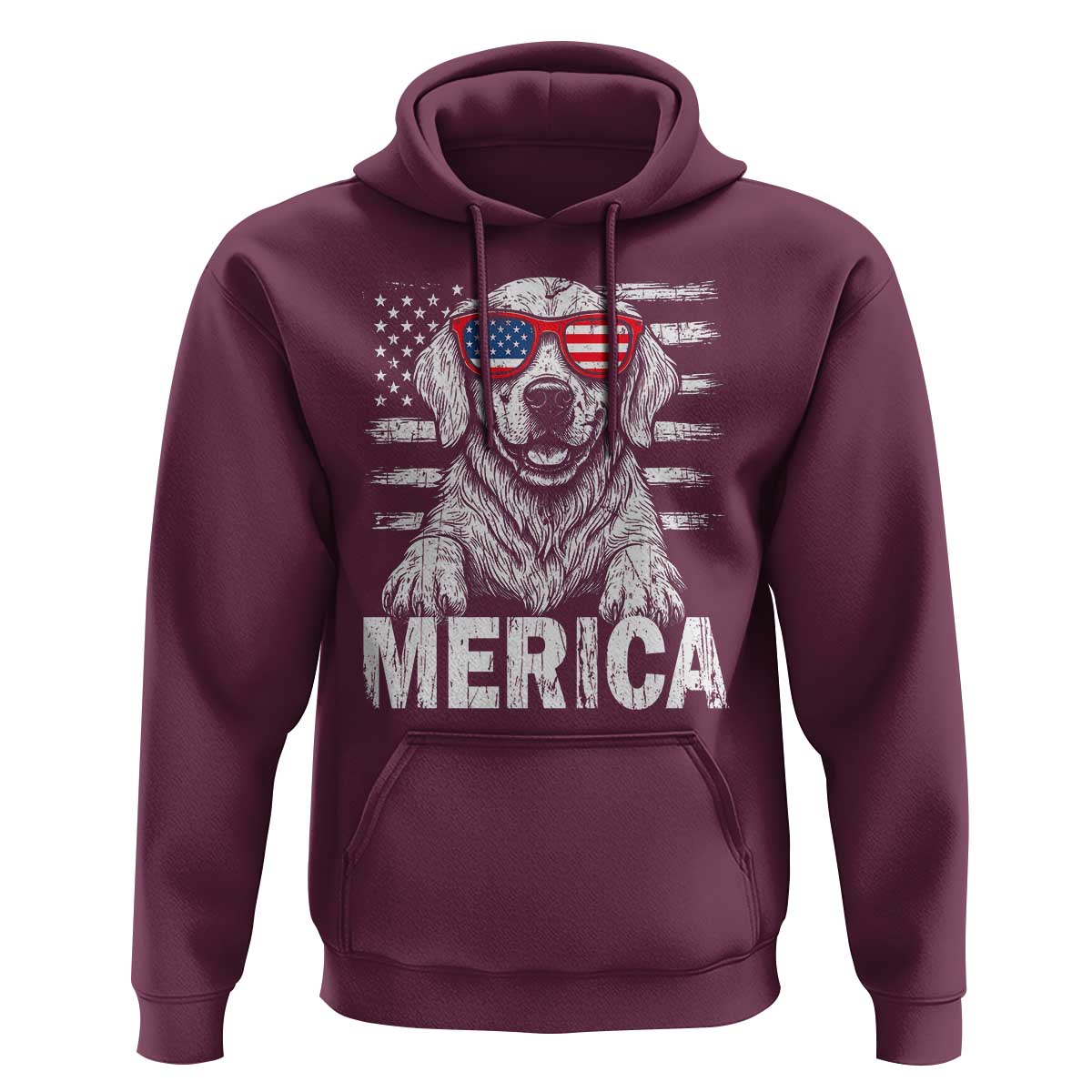 Merica Golden Retriever Hoodie Patriotic Dog US Flag 4th Of July - Wonder Print Shop