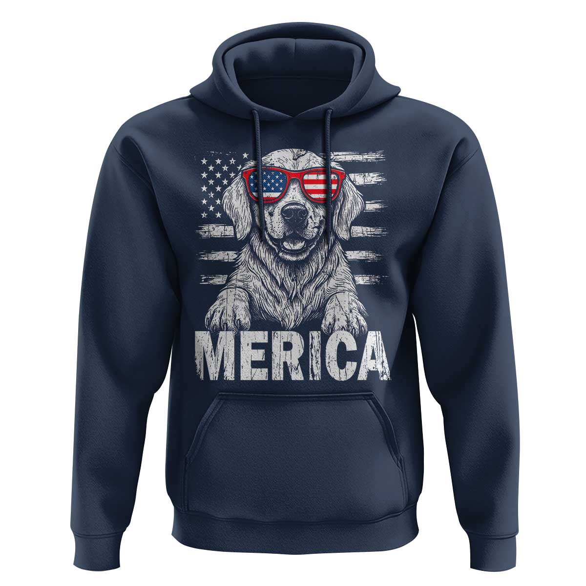 Merica Golden Retriever Hoodie Patriotic Dog US Flag 4th Of July - Wonder Print Shop