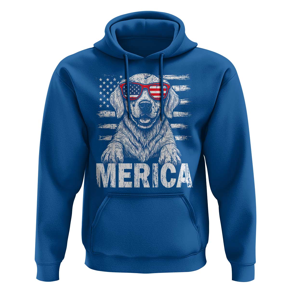 Merica Golden Retriever Hoodie Patriotic Dog US Flag 4th Of July - Wonder Print Shop
