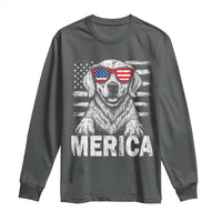 Merica Golden Retriever Long Sleeve Shirt Patriotic Dog US Flag 4th Of July - Wonder Print Shop