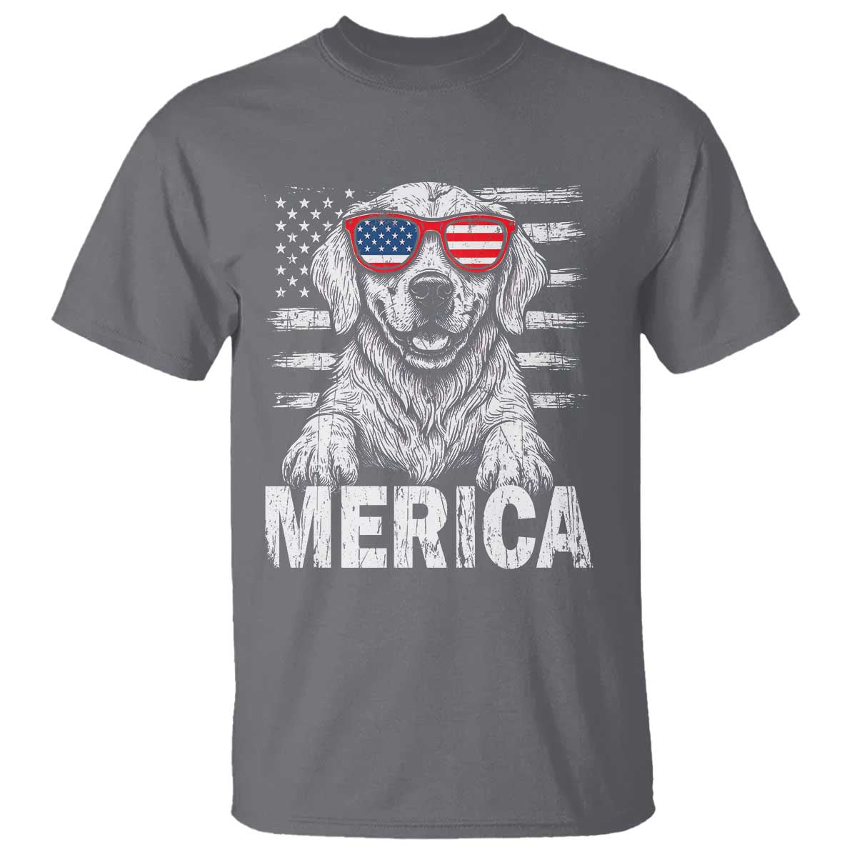 Merica Golden Retriever T Shirt Patriotic Dog US Flag 4th Of July - Wonder Print Shop