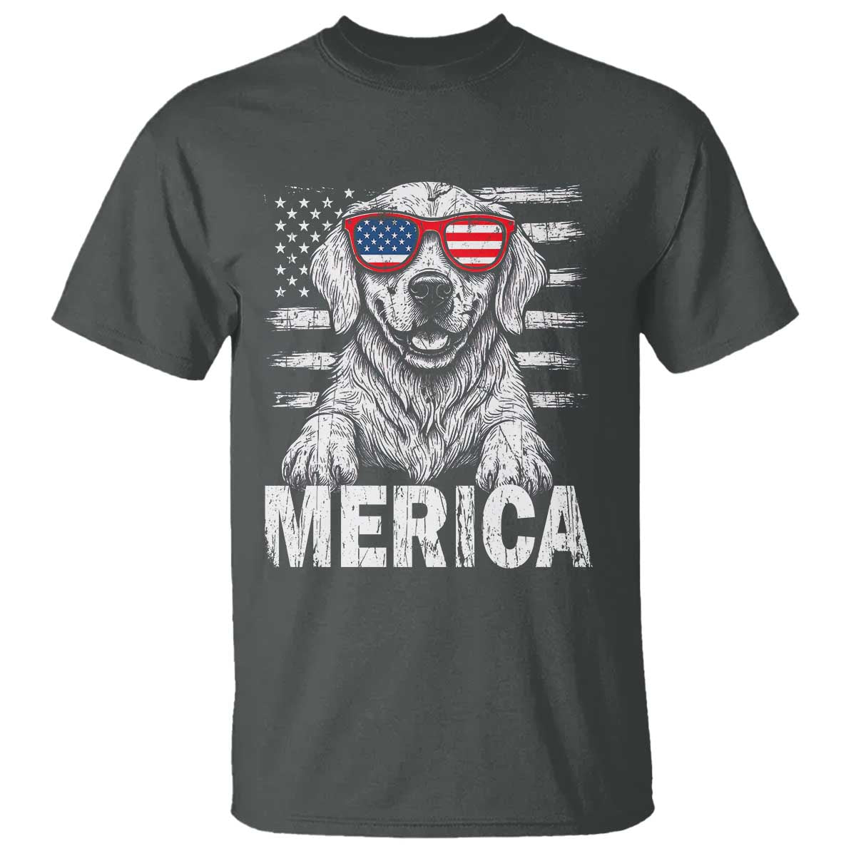 Merica Golden Retriever T Shirt Patriotic Dog US Flag 4th Of July - Wonder Print Shop
