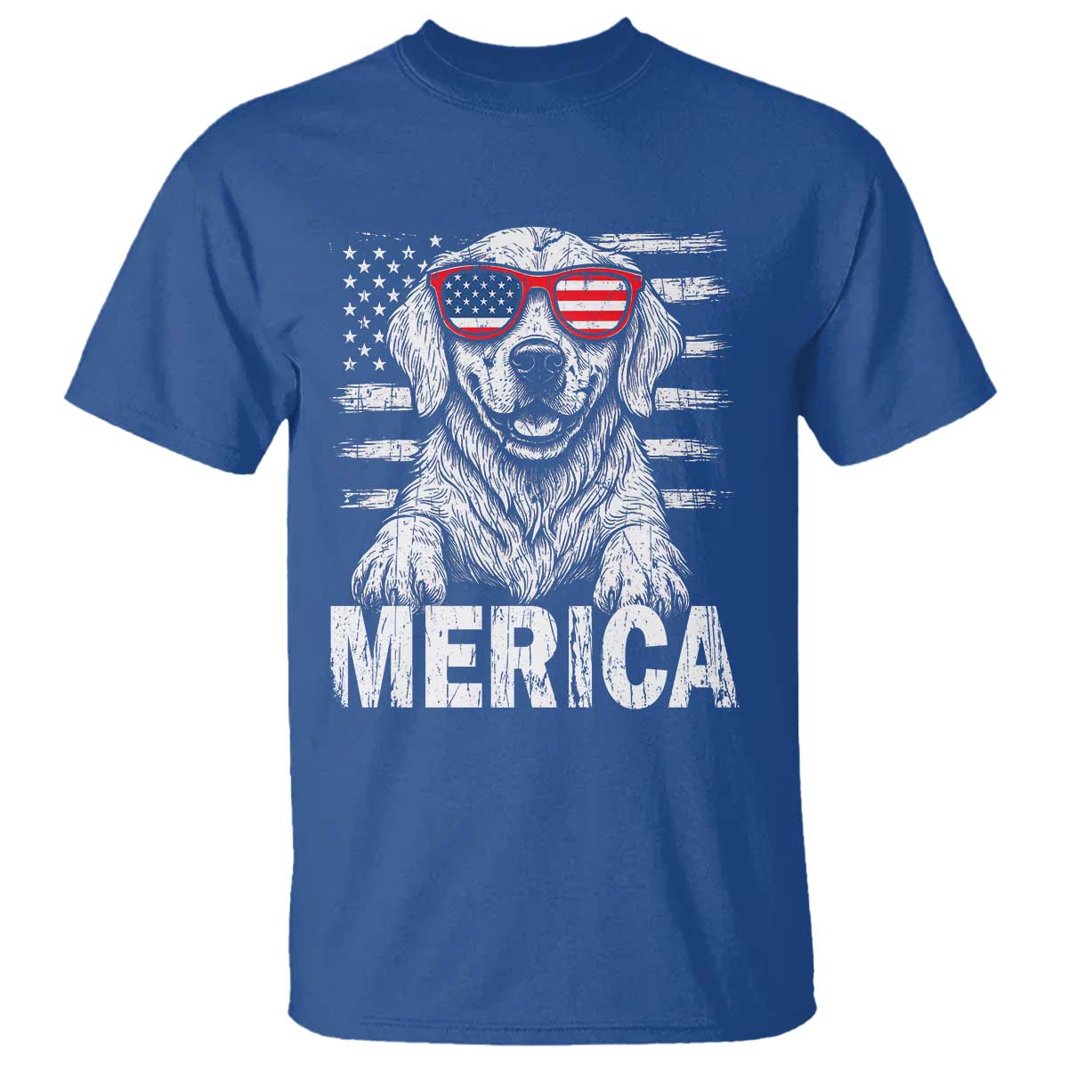 Merica Golden Retriever T Shirt Patriotic Dog US Flag 4th Of July - Wonder Print Shop