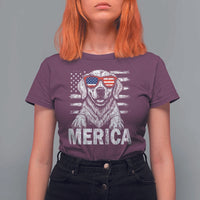 Merica Golden Retriever T Shirt For Women Patriotic Dog US Flag 4th Of July - Wonder Print Shop
