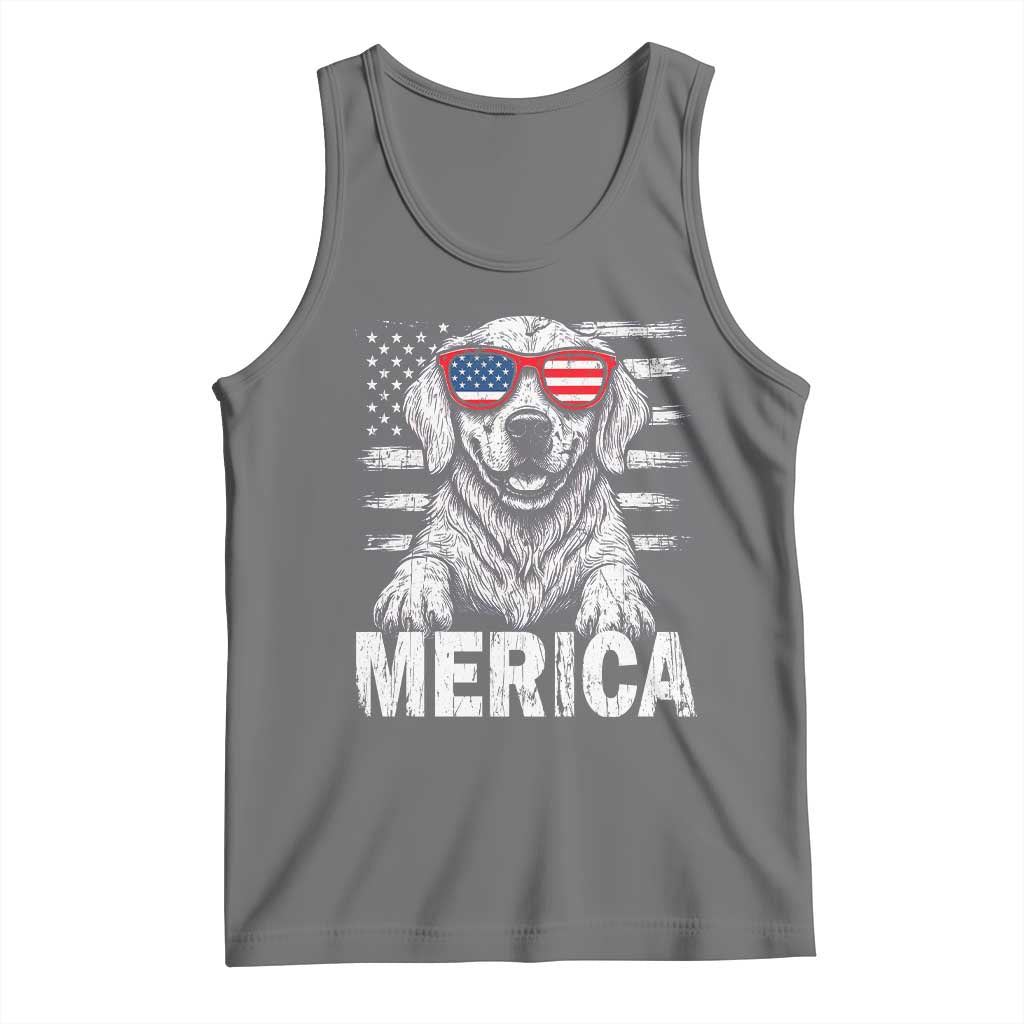Merica Golden Retriever Tank Top Patriotic Dog US Flag 4th Of July - Wonder Print Shop
