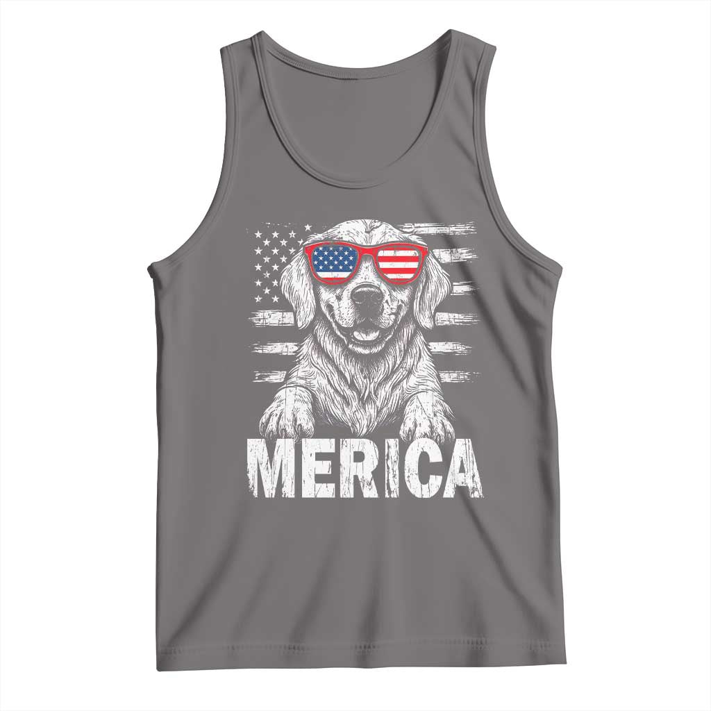 Merica Golden Retriever Tank Top Patriotic Dog US Flag 4th Of July - Wonder Print Shop