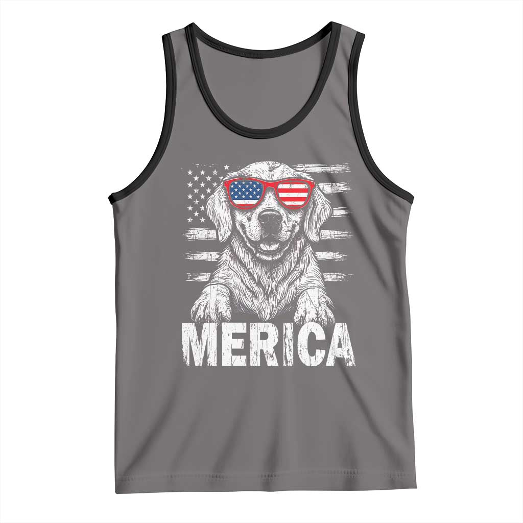 Merica Golden Retriever Tank Top Patriotic Dog US Flag 4th Of July - Wonder Print Shop