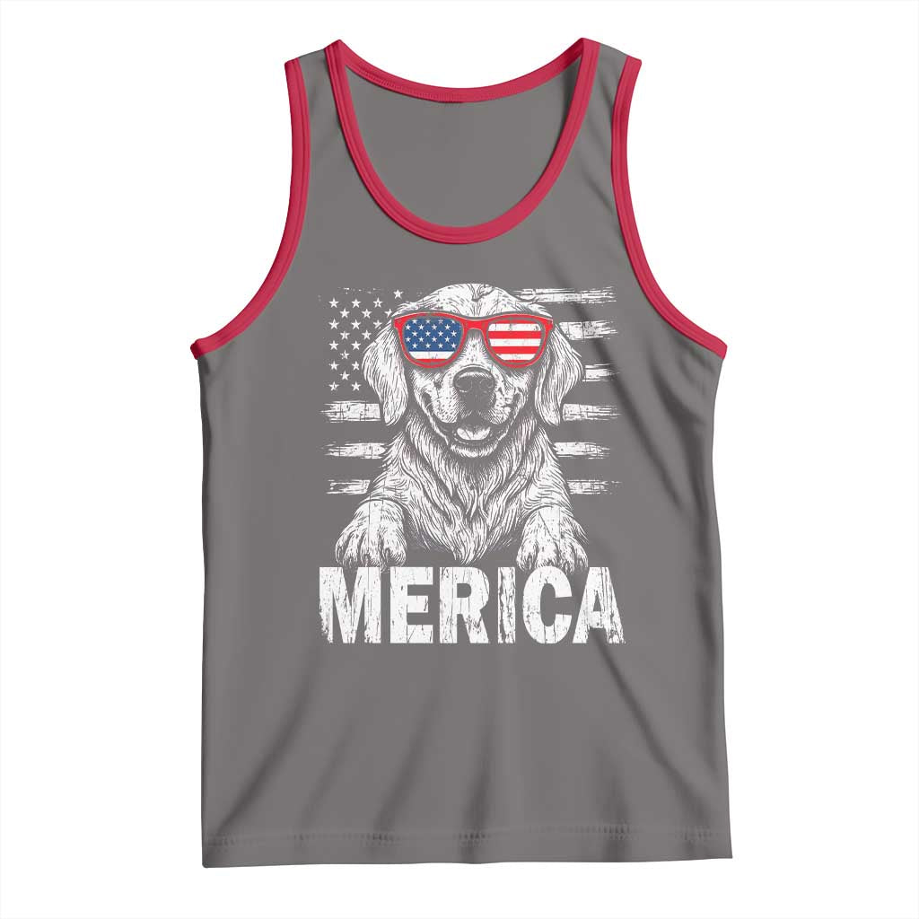 Merica Golden Retriever Tank Top Patriotic Dog US Flag 4th Of July - Wonder Print Shop