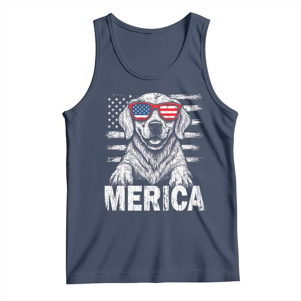 Merica Golden Retriever Tank Top Patriotic Dog US Flag 4th Of July - Wonder Print Shop