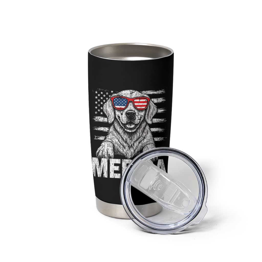 Merica Golden Retriever Tumbler Cup Patriotic Dog US Flag 4th Of July - Wonder Print Shop