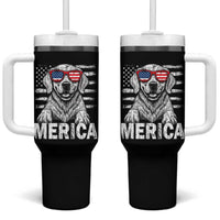 Merica Golden Retriever Tumbler With Handle Patriotic Dog US Flag 4th Of July - Wonder Print Shop