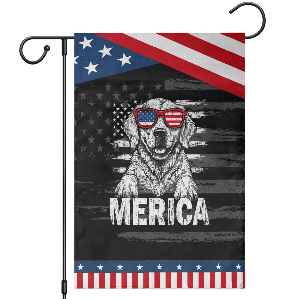 Merica Golden Retriever Garden Flag Patriotic Dog US Flag 4th Of July