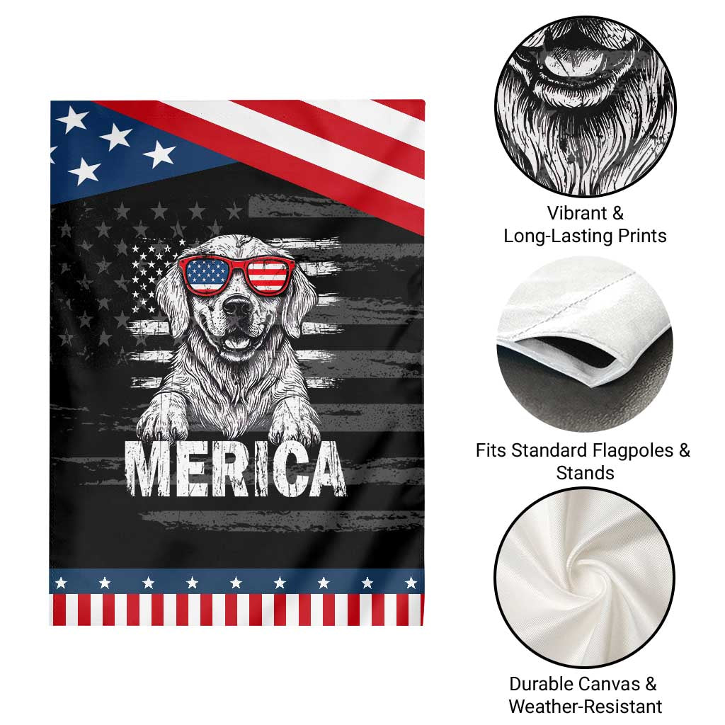 Merica Golden Retriever Garden Flag Patriotic Dog US Flag 4th Of July