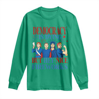 Vintage Feminist Americana Long Sleeve Shirt Democracy Is Dying But Hey Nice Fireworks Funny 4th Of July
