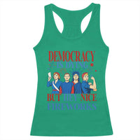 Vintage Feminist Americana Racerback Tank Top Democracy Is Dying But Hey Nice Fireworks Funny 4th Of July