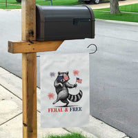 Feral and Free Dancing Raccoon Garden Flag Funny 4th July Patriotic Animal US Flag and Fireworks - Wonder Print Shop