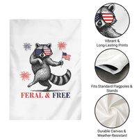 Feral and Free Dancing Raccoon Garden Flag Funny 4th July Patriotic Animal US Flag and Fireworks - Wonder Print Shop