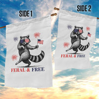 Feral and Free Dancing Raccoon Garden Flag Funny 4th July Patriotic Animal US Flag and Fireworks - Wonder Print Shop