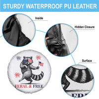 Feral and Free Dancing Raccoon Spare Tire Cover Funny 4th July Patriotic Animal US Flag and Fireworks - Wonder Print Shop
