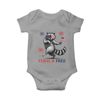 Feral and Free Dancing Raccoon Baby Onesie Funny 4th July Patriotic Animal US Flag and Fireworks - Wonder Print Shop