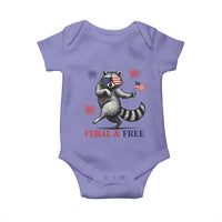 Feral and Free Dancing Raccoon Baby Onesie Funny 4th July Patriotic Animal US Flag and Fireworks - Wonder Print Shop