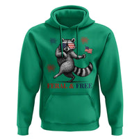 Feral and Free Dancing Raccoon Hoodie Funny 4th July Patriotic Animal US Flag and Fireworks - Wonder Print Shop