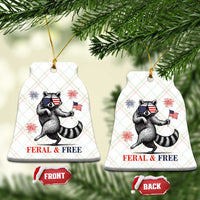 Feral and Free Dancing Raccoon Ceramic Ornament Funny 4th July Patriotic Animal US Flag and Fireworks - Wonder Print Shop
