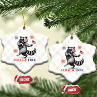Feral and Free Dancing Raccoon Ceramic Ornament Funny 4th July Patriotic Animal US Flag and Fireworks - Wonder Print Shop