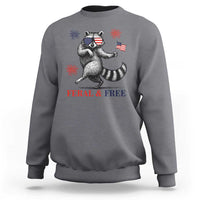 Feral and Free Dancing Raccoon Sweatshirt Funny 4th July Patriotic Animal US Flag and Fireworks - Wonder Print Shop