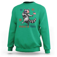 Feral and Free Dancing Raccoon Sweatshirt Funny 4th July Patriotic Animal US Flag and Fireworks - Wonder Print Shop