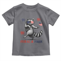 Feral and Free Dancing Raccoon Toddler T Shirt Funny 4th July Patriotic Animal US Flag and Fireworks - Wonder Print Shop