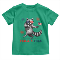 Feral and Free Dancing Raccoon Toddler T Shirt Funny 4th July Patriotic Animal US Flag and Fireworks - Wonder Print Shop