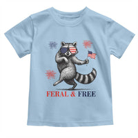 Feral and Free Dancing Raccoon Toddler T Shirt Funny 4th July Patriotic Animal US Flag and Fireworks - Wonder Print Shop