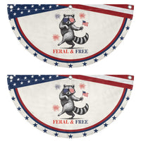 Feral and Free Dancing Raccoon Patriotic Fan Flag Funny 4th July Animal US Flag and Fireworks