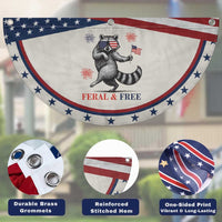 Feral and Free Dancing Raccoon Patriotic Fan Flag Funny 4th July Animal US Flag and Fireworks