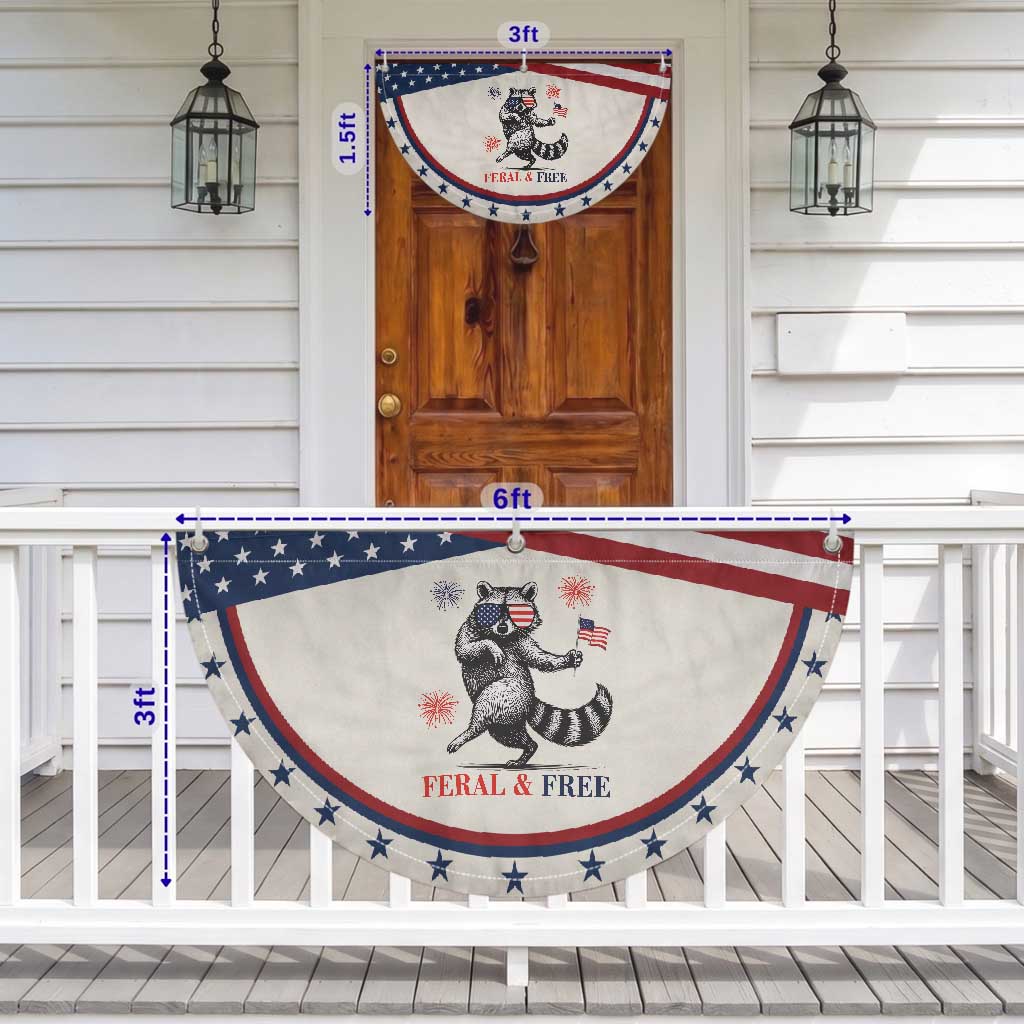 Feral and Free Dancing Raccoon Patriotic Fan Flag Funny 4th July Animal US Flag and Fireworks