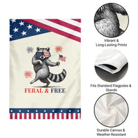 Feral and Free Dancing Raccoon Garden Flag Funny 4th July Patriotic Animal US Flag and Fireworks