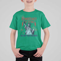 Democracy Is Dying But Hey Nice Fireworks Statue of Liberty T Shirt For Kid Funny 4th Of July Retro - Wonder Print Shop