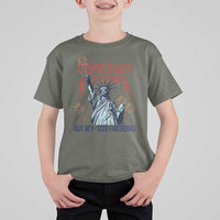 Democracy Is Dying But Hey Nice Fireworks Statue of Liberty T Shirt For Kid Funny 4th Of July Retro - Wonder Print Shop