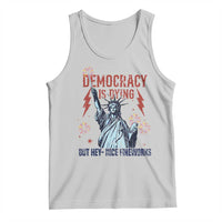Democracy Is Dying But Hey Nice Fireworks Statue of Liberty Tank Top Funny 4th Of July Retro - Wonder Print Shop