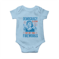 Democracy Is Dying But Hey Nice Fireworks Baby Onesie Funny Retro 4th of July Political Humor - Wonder Print Shop