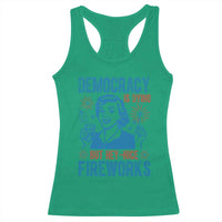 Democracy Is Dying But Hey Nice Fireworks Racerback Tank Top Funny Retro 4th of July Political Humor - Wonder Print Shop