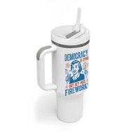 Democracy Is Dying But Hey Nice Fireworks Tumbler With Handle Funny Retro 4th of July Political Humor - Wonder Print Shop