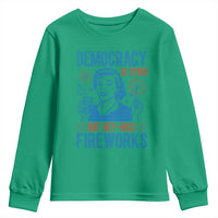Democracy Is Dying But Hey Nice Fireworks Youth Sweatshirt Funny Retro 4th of July Political Humor - Wonder Print Shop