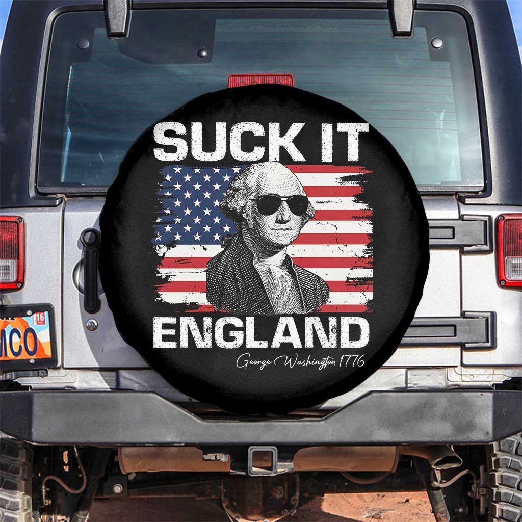Funny George Washington Spare Tire Cover Suck It England Bold Patriotic 4th of July 1776