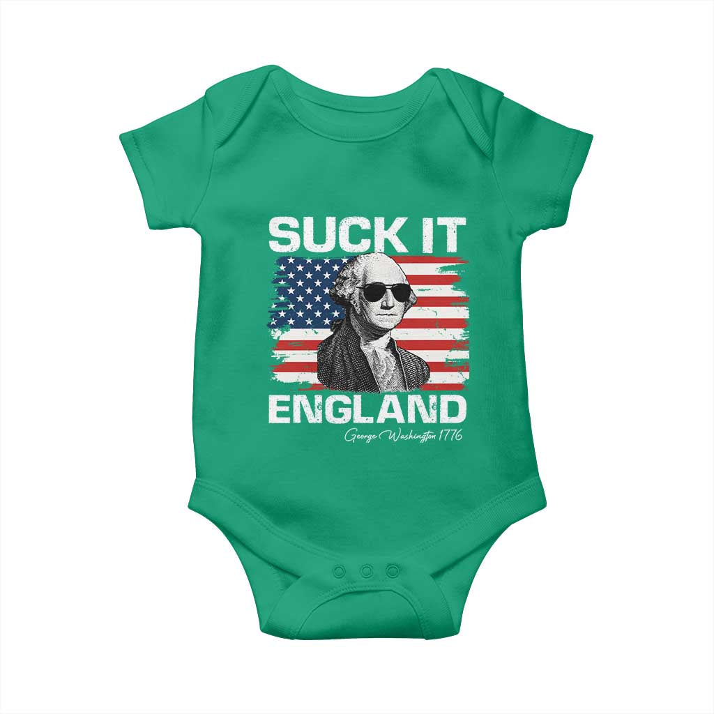 Funny George Washington Baby Onesie Suck It England Bold Patriotic 4th of July 1776