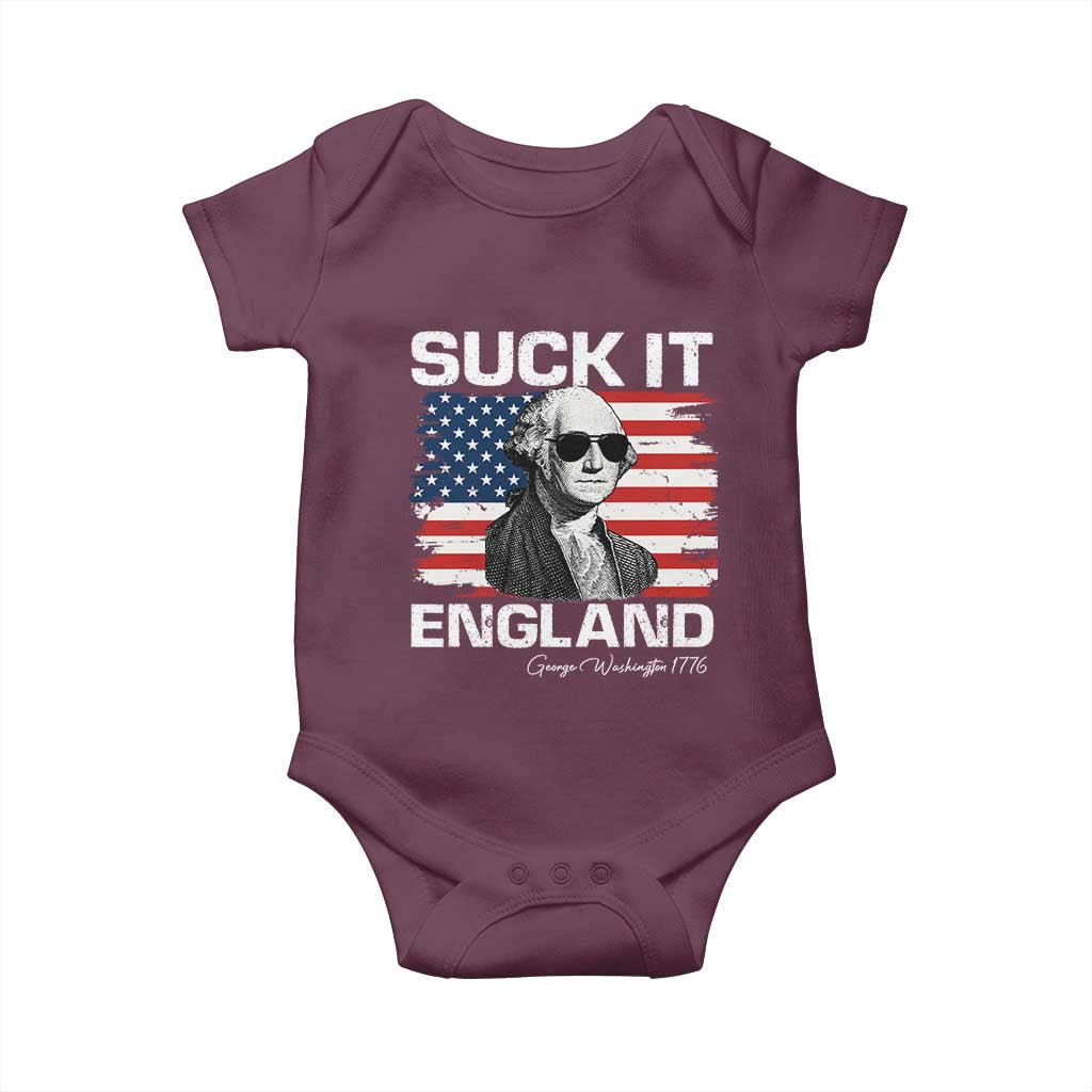Funny George Washington Baby Onesie Suck It England Bold Patriotic 4th of July 1776