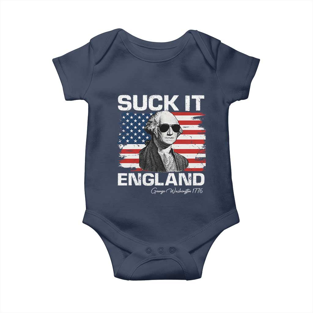 Funny George Washington Baby Onesie Suck It England Bold Patriotic 4th of July 1776